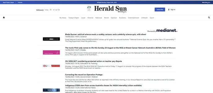 Medianet website syndication expansion - Herald Sun